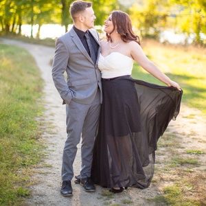 Jordan Fashions Couture 1113 Black/White High-Low  Dress